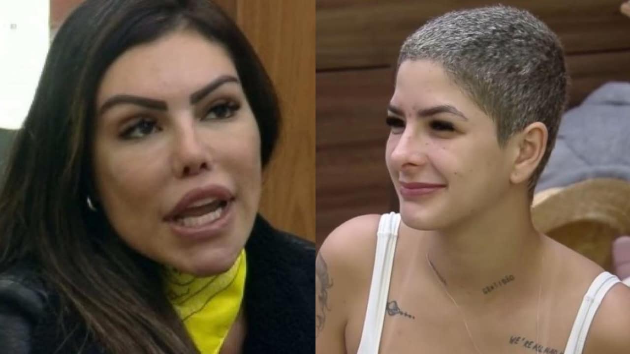 Liziane Gutierrez e Lary Bottino em 'A Fazenda 13' (Foto: Reprodução/PlayPlus - Montagem/EM OFF)