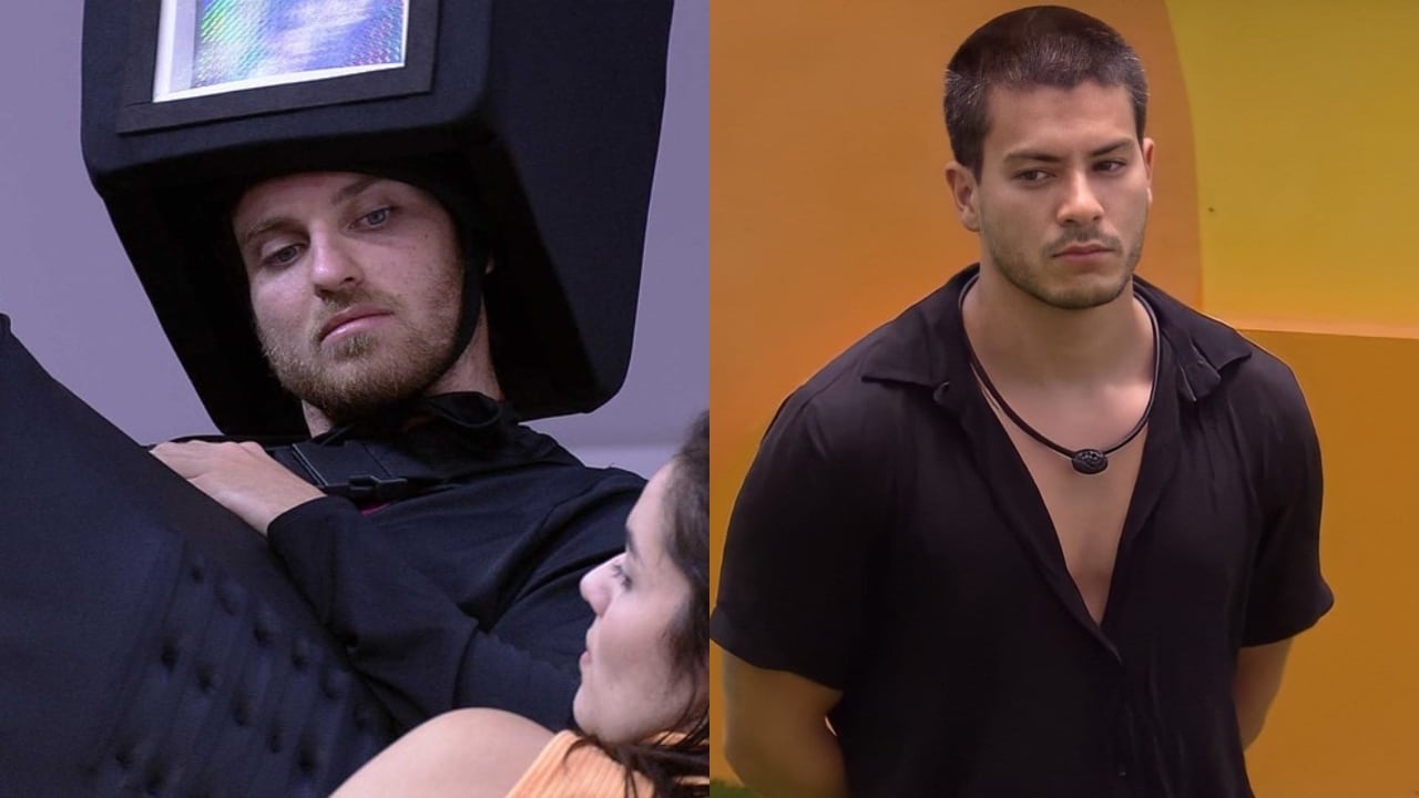 Lucas Bissoli e Arthur Aguiar no 'BBB22' (Foto: Reprodução/Globoplay - Montagem/EM OFF)