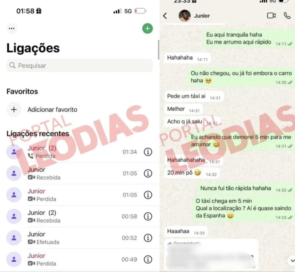 Conversas entre Vini Jr. e modelo - Foto: Reprodução