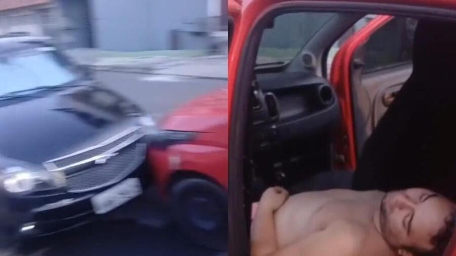 Homem-causa-acidente,-bate-em-carro-e-é-encontrado-dormindo-ao-volante